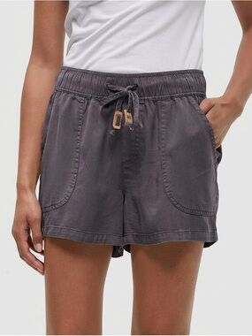 089 TENTREE Women’s Tencel Instow Regular Mid-Rise Pull on Short - Grey, Medium